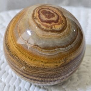 4" Banded Onyx Tiger Eye Brown Sphere Natural Rock Crystal Paperweight